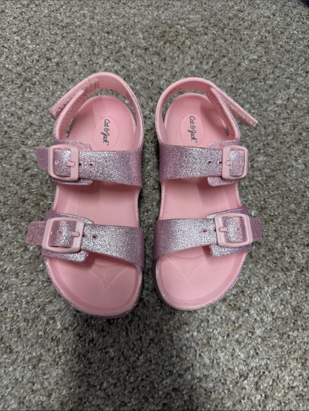 Cat & Jack Pink Glitter Buckle Sandals for Kids